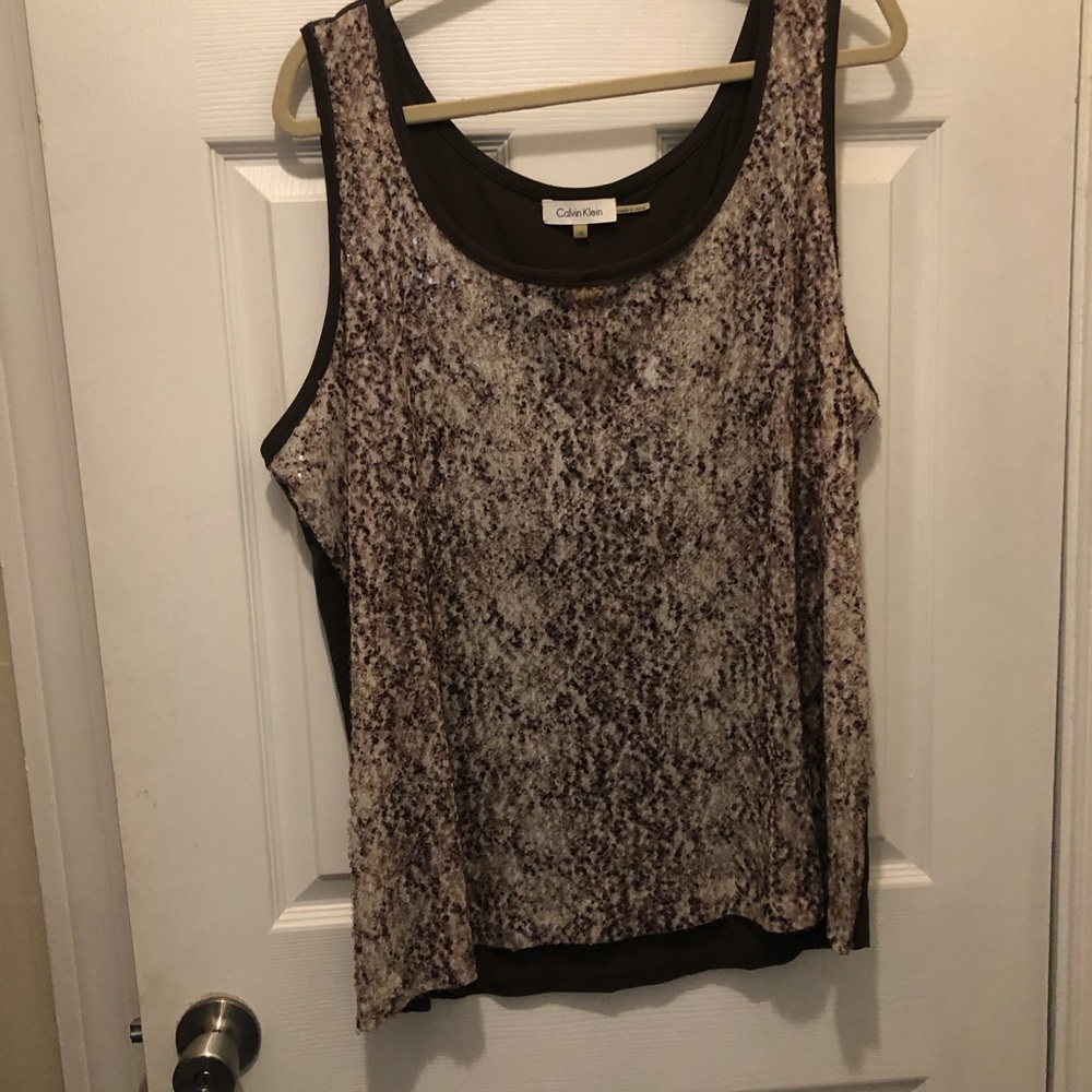 Calvin Klein Brown Speckled Scoop Neck Tank